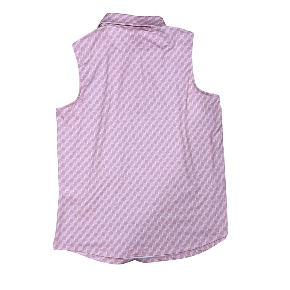 Bad Birdie Women's Sleeveless Golf Polo Pink Geo Print L NWT MSRP$78 - Picture 5 of 7